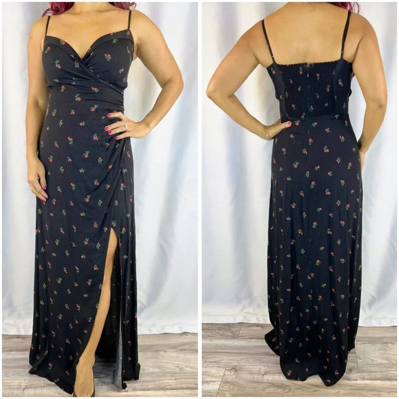 Reformation Black Floral Rose Maxi Dress $248 - Picture 1 of 15